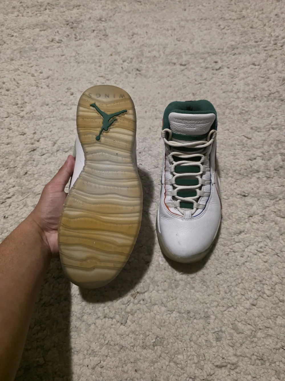 Jordan Men's White and Green High-Top Sneakers